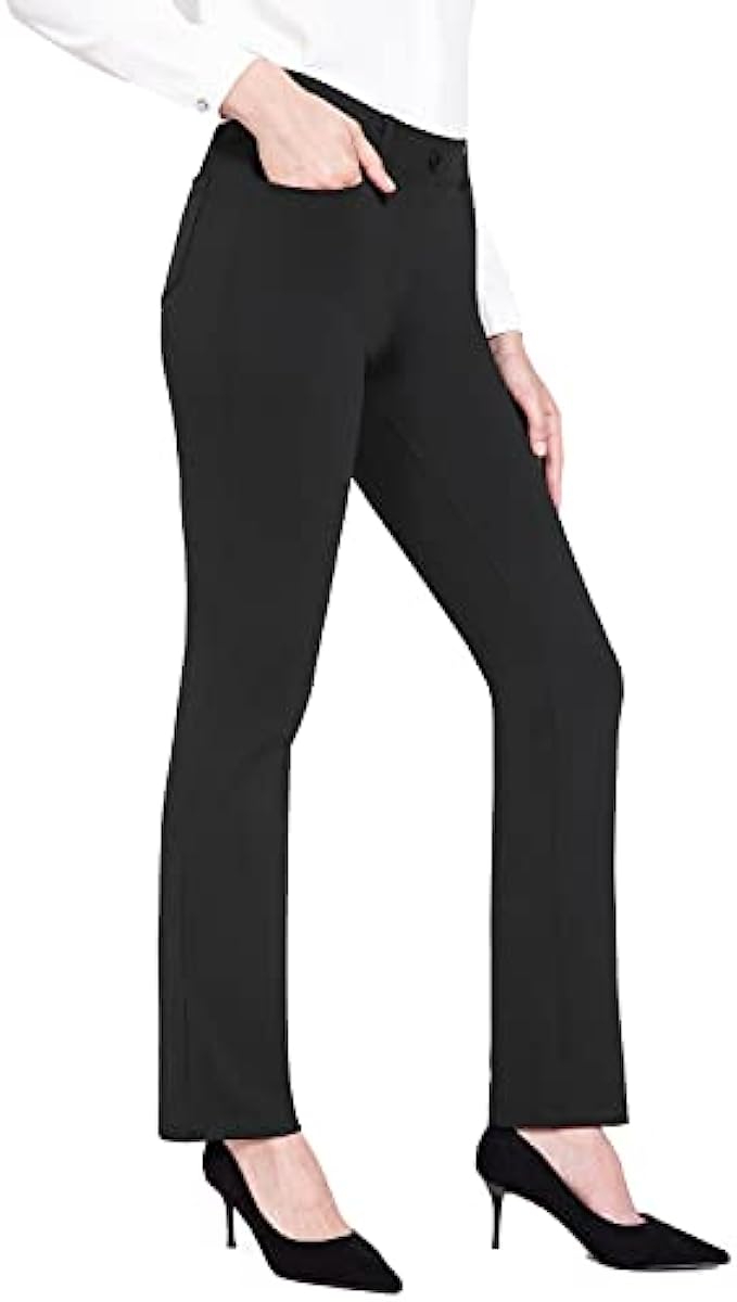 BALEAF Women&#039;s Yoga Dress Pants Stretchy Work Slacks Business Casual Straight Leg/Bootcut Pull on Trousers w 4 Pockets