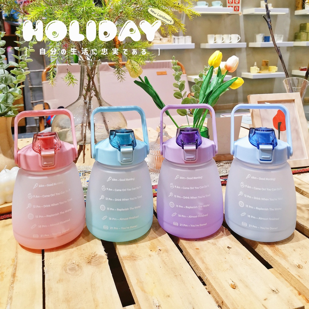 [SG Seller] 1.4L Water Bottle with Straw Cup Large Capacity Plastic Kettle Student Color Value the of Jug